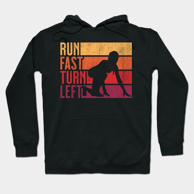 Run Fast Turn Left Sprint Dash Runners 100m 200m 400m Gift Hoodie by grendelfly73